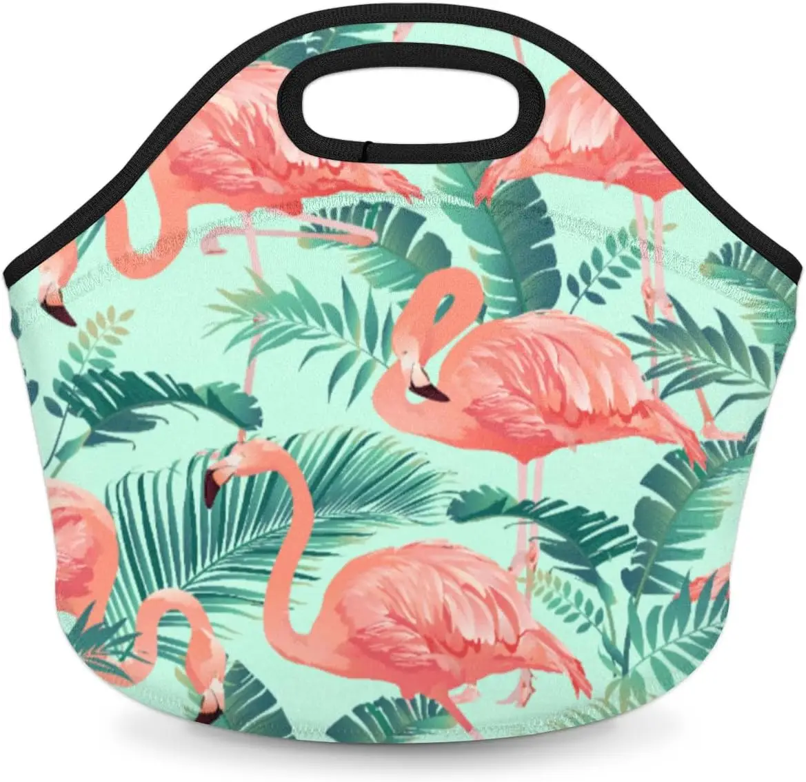

Funny Flamingo Paint Neoprene Lunch Bag Reusable Insulated Lunch Box Soft Lightweight Lunch Tote Bag for Women Men Work