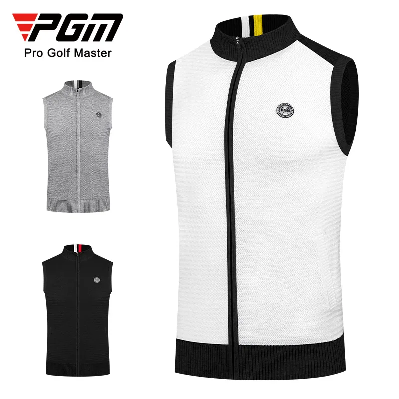 Men's Sweater Autumn Winter Vest Wool Fabric Warm Stand Collar Vests Golf Clothing Men Yf501