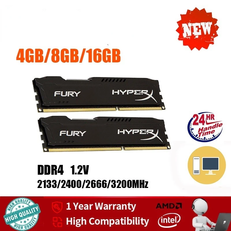 

Fast Shipping 4Gb 8GB 16GB Desktop Memory RAM DDR4 DIMM 2133/2400/2666 Mhz 288Pin 1.2V PC4-17000 19200 12800 21300 For PC