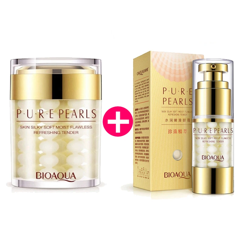 

BIOAQUA Pure Pearl Face Cream Eye Cream Sets Anti-wrinkle Anti Dark Circles Eye Bags Remover Moisturizing Women Skin Care Kit