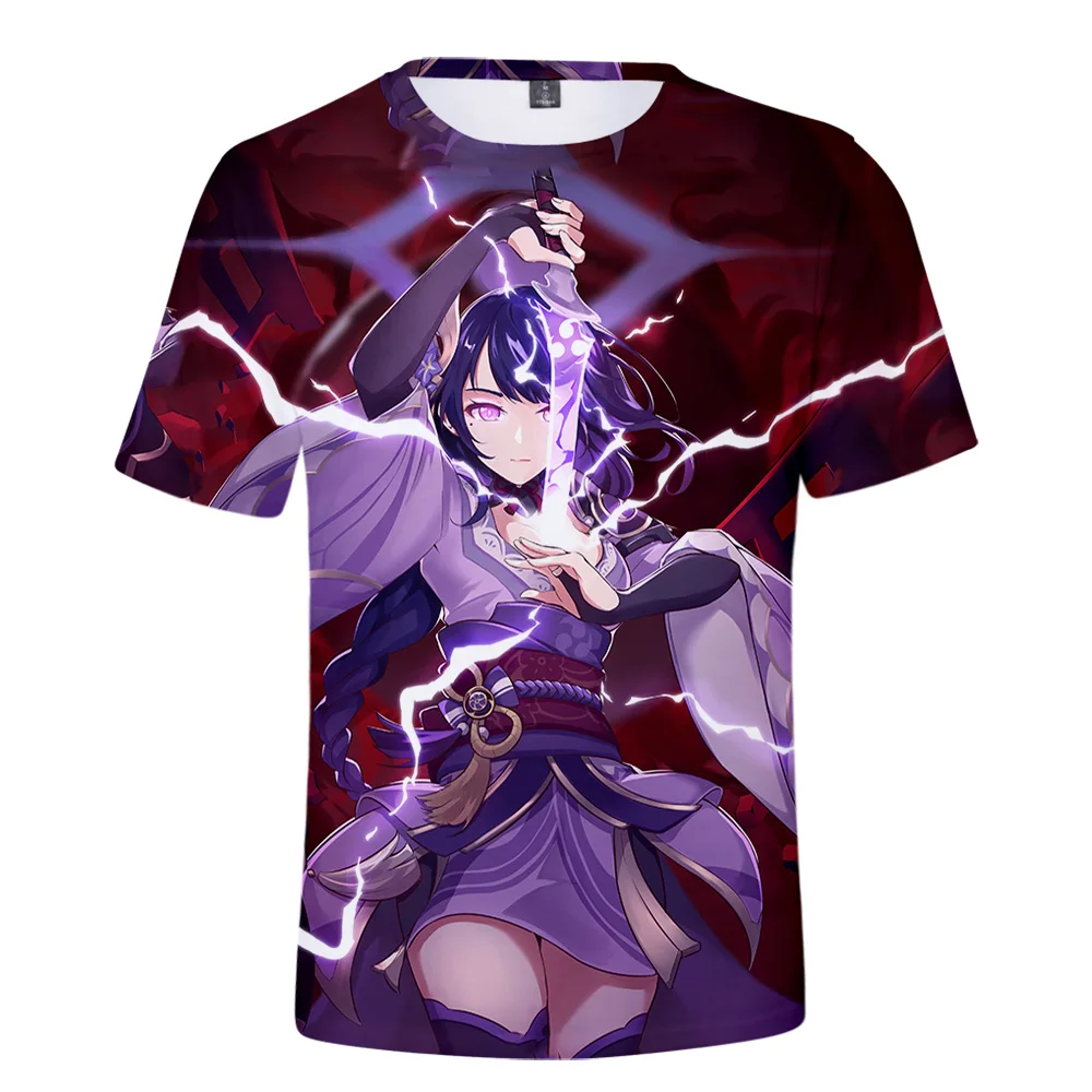 

Футболка Мужская/женская с 3D принтом, уличная одежда, милая футболка, геншин ударен Райден шогун, весна-лето