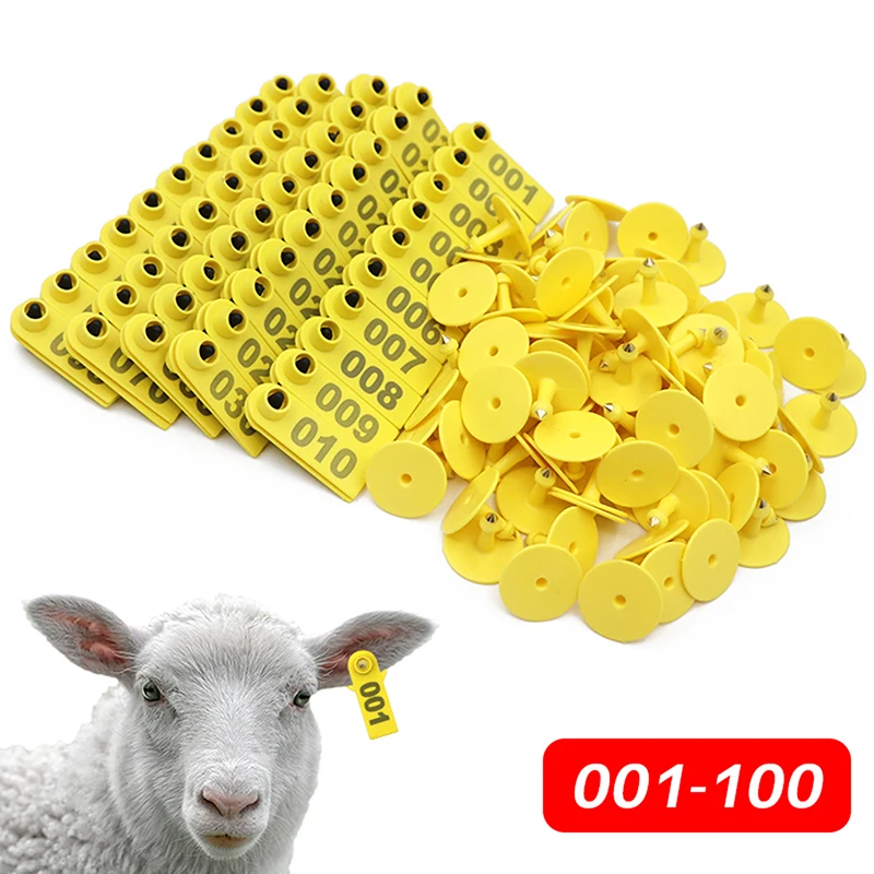 

No. 1-100 Sheep Ear Tag Signs With The Word Ear Laser Typing Copper Head Earrings Farm Animal Identification Card