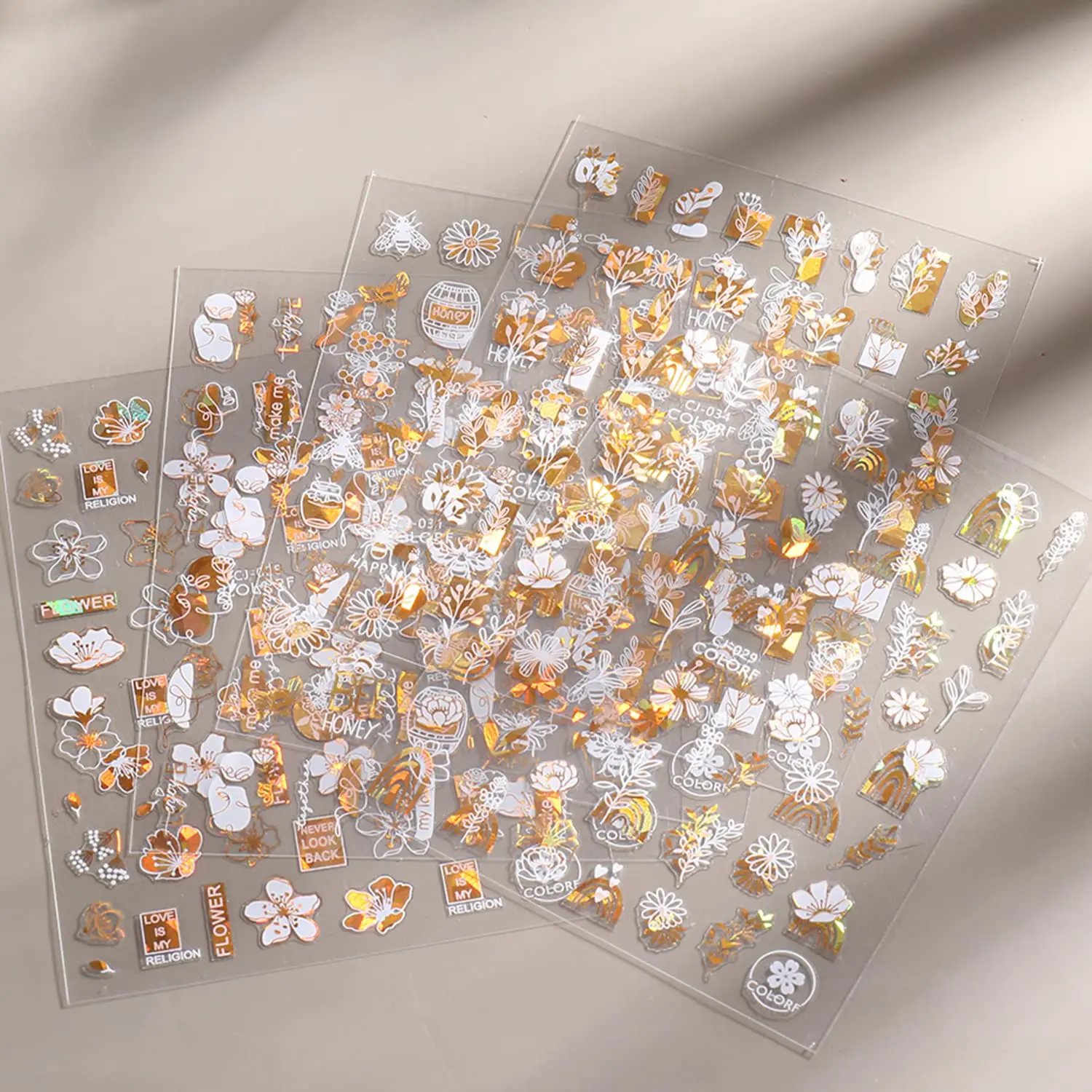 12 листов наклейки для дизайна ногтей 3D самоклеющиеся голографические лазерные