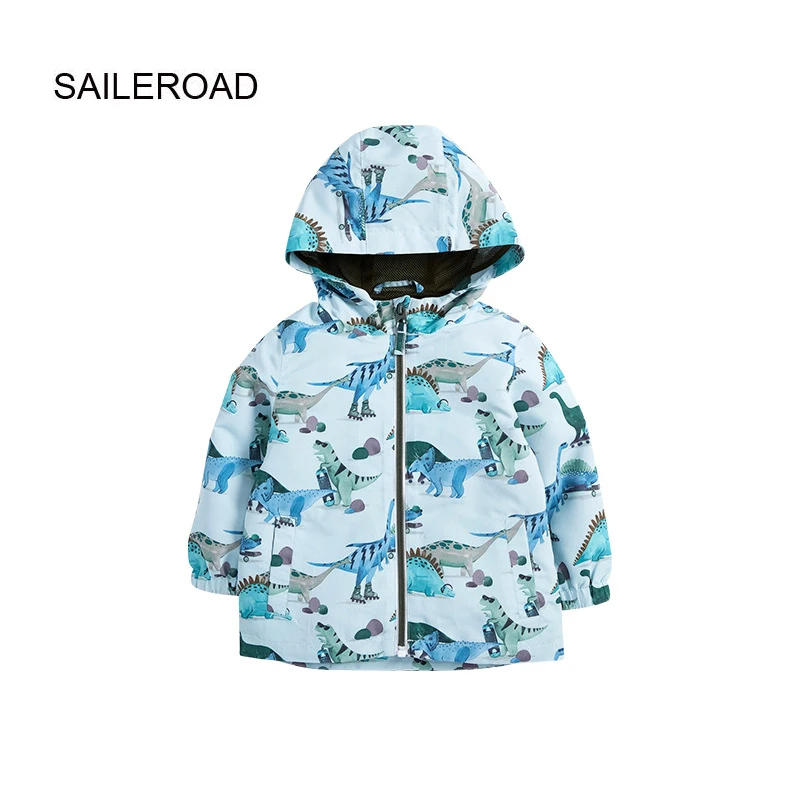 

SALEROAD 2022 Autumn Children Jacket with Zipper Boy Hoodie Jacket Kids Cartoon Dinosaurs Fashion 2-7 Years Baby Boy