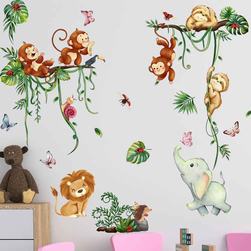 Наклейка с изображением животных и лозы для гостиной украшение детской комнаты