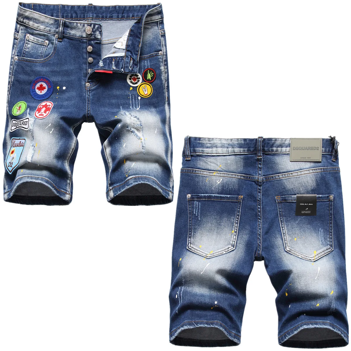 

Мужские джинсовые шорты DSQUARED2, летние, джинсовые, узкие, эластичные