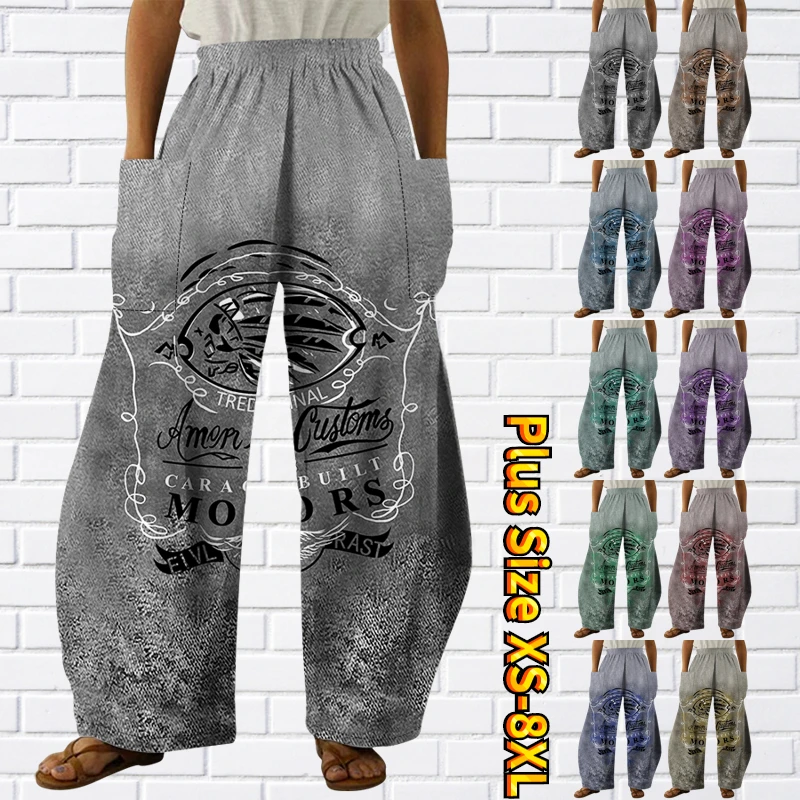 

Summer Casual Sports Pants Breathable Pocket Pants Women's Fashion Full Pants New Design Printed Pants High Waisted Yoga Pants