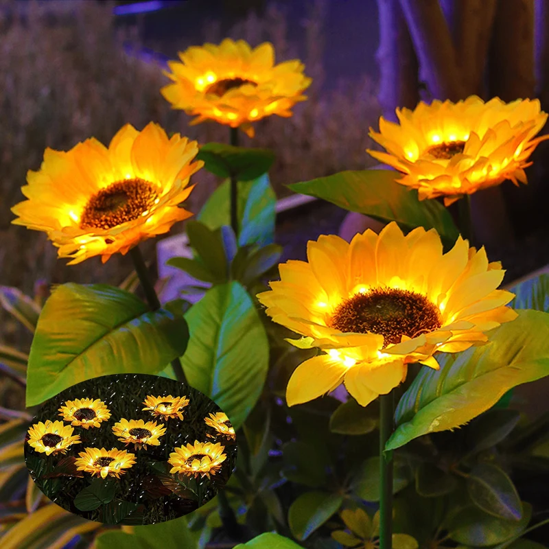 الشمسية مصباح حديقة عباد الشمس الملونة فراشة أضواء أضواء Led مقاومة للماء تزيين الحديقة في الهواء الطلق ل ساحة مصباح حديقة الباحة