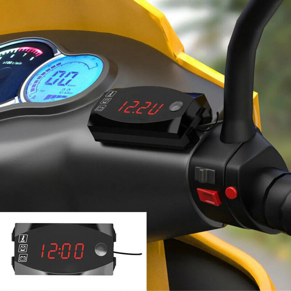 

Durable Motorcycle Voltmeter LED Display Meter 1.2meter Length Black Plastic + LED Professional Voltage Meter Waterproof