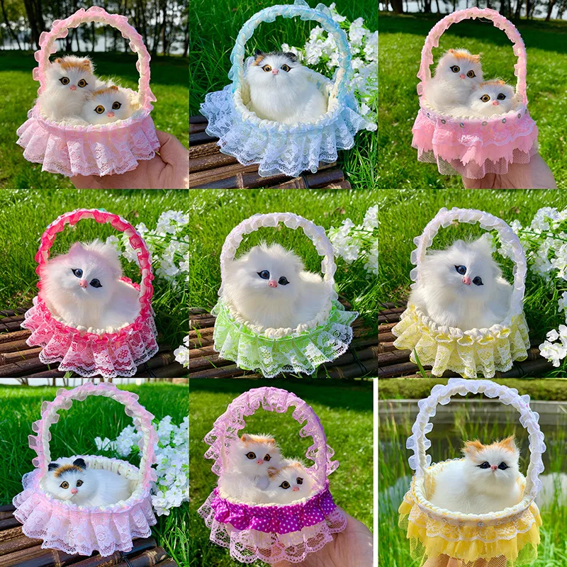 

Funny Simulation Cat Hanging Basket Plush Toy Kitten Doll Model Home Decoration Realistic Stuffed Cat Soft Gift Children Toys