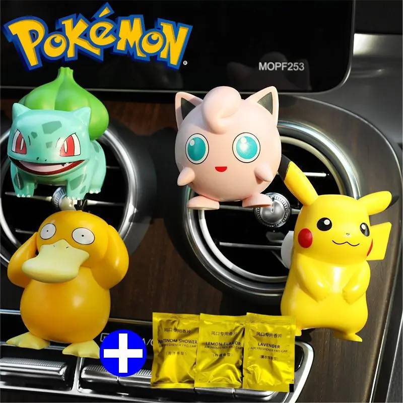 Pokemon Car Air Outlet Decorat Pikachu Psyduck Jigglypuff Bulbasaur Fashion Car Perfume Conditioner Air Outlet Pendant Cute Toy