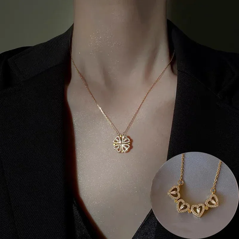 Женское ожерелье с подвеской в виде цветка клевера