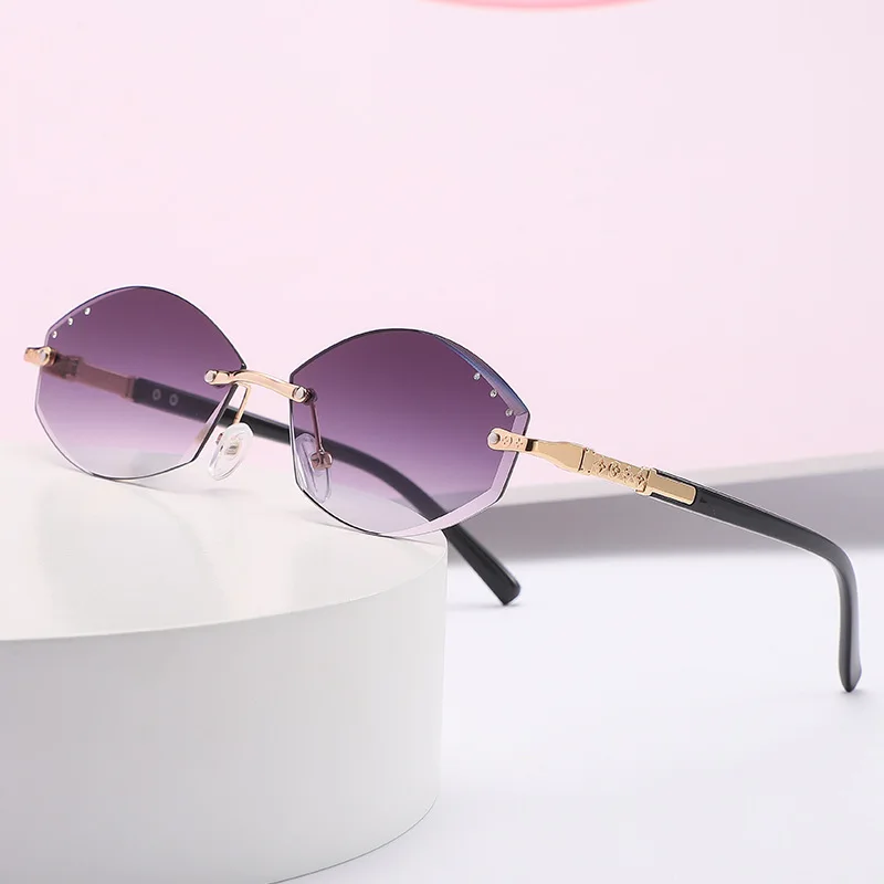 

New Rimless Rectangle Sunglasses Men Women Vintage Shades UV400 Driving Sun Glass Frameless Gradient Fashion Eyewear