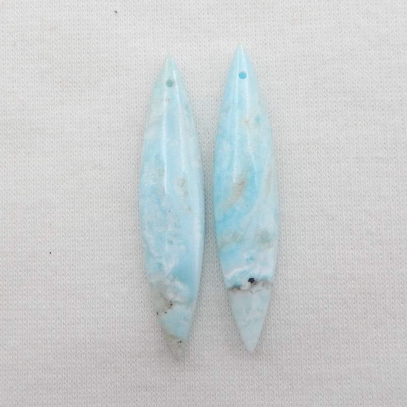 

New Design Natural Stone,Hemimorphite Gemstone Earring Cabochon Beads pair,44x10x5mm6g