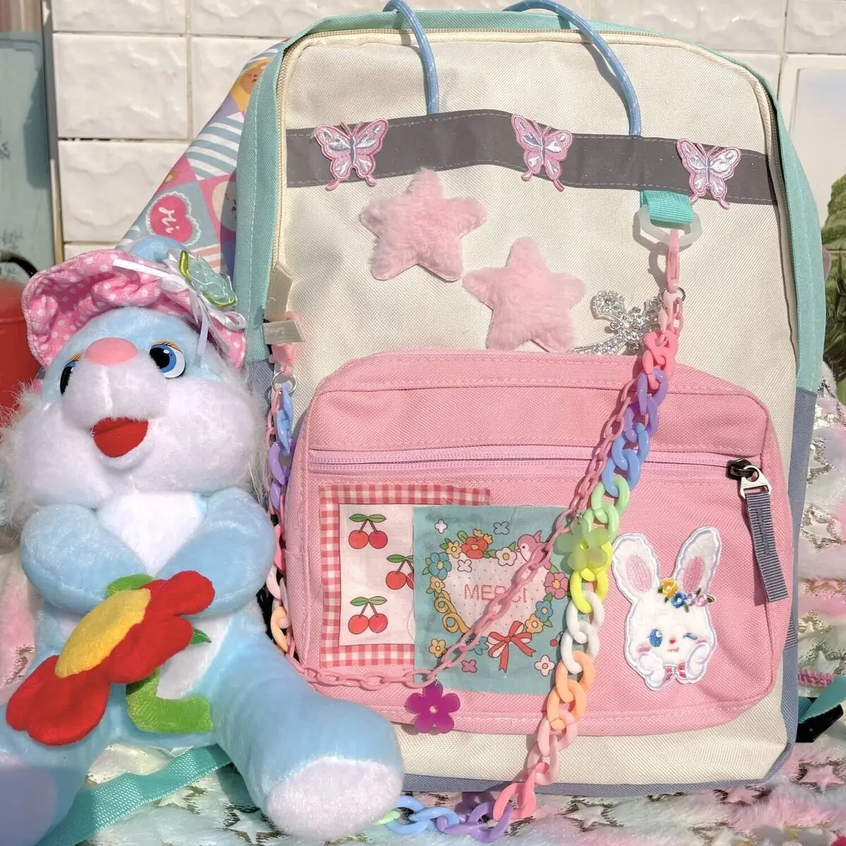 

Fashion Womens Bag Y2K Style Backpacks Japanese Korean Style Canvas Tote Bag Pink Backpacks Bags For Women's Bags 2023 Trendy