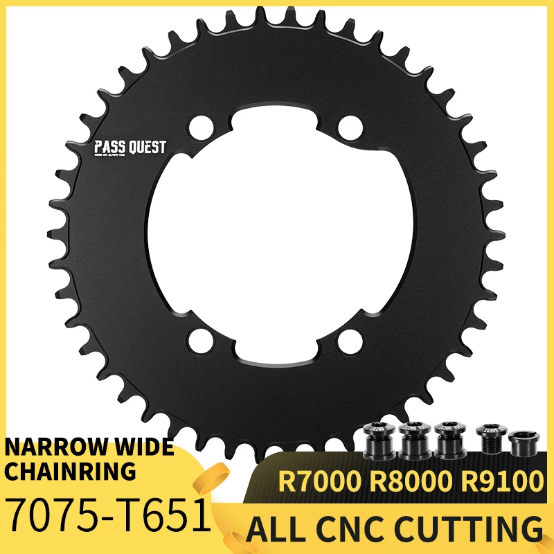 NEW PASS QUEST R9100 Round 110BCD Road Bike Chainwheel Closed Disk 46T-60T Narrow Wide Chainring For R7000/R8000/DA9100 Crankset