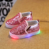 childrens sequined casual shoes new spring and autumn fashion flashing flat sneakers non slip soft bottom pedal peas shoes