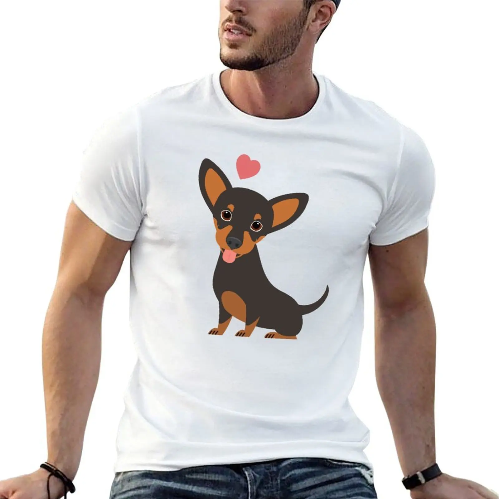 Фото Футболка LOVE Black and Tan Chiweenie из мягкого хлопка, большого размера, для собак пород такса, чихуахуа и смешанных пород. №1
