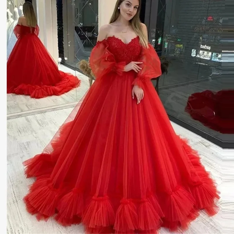 

Красное милое платье принцессы Quinceanera с открытыми плечами, милые 15 вечерние бальные платья с кристаллами