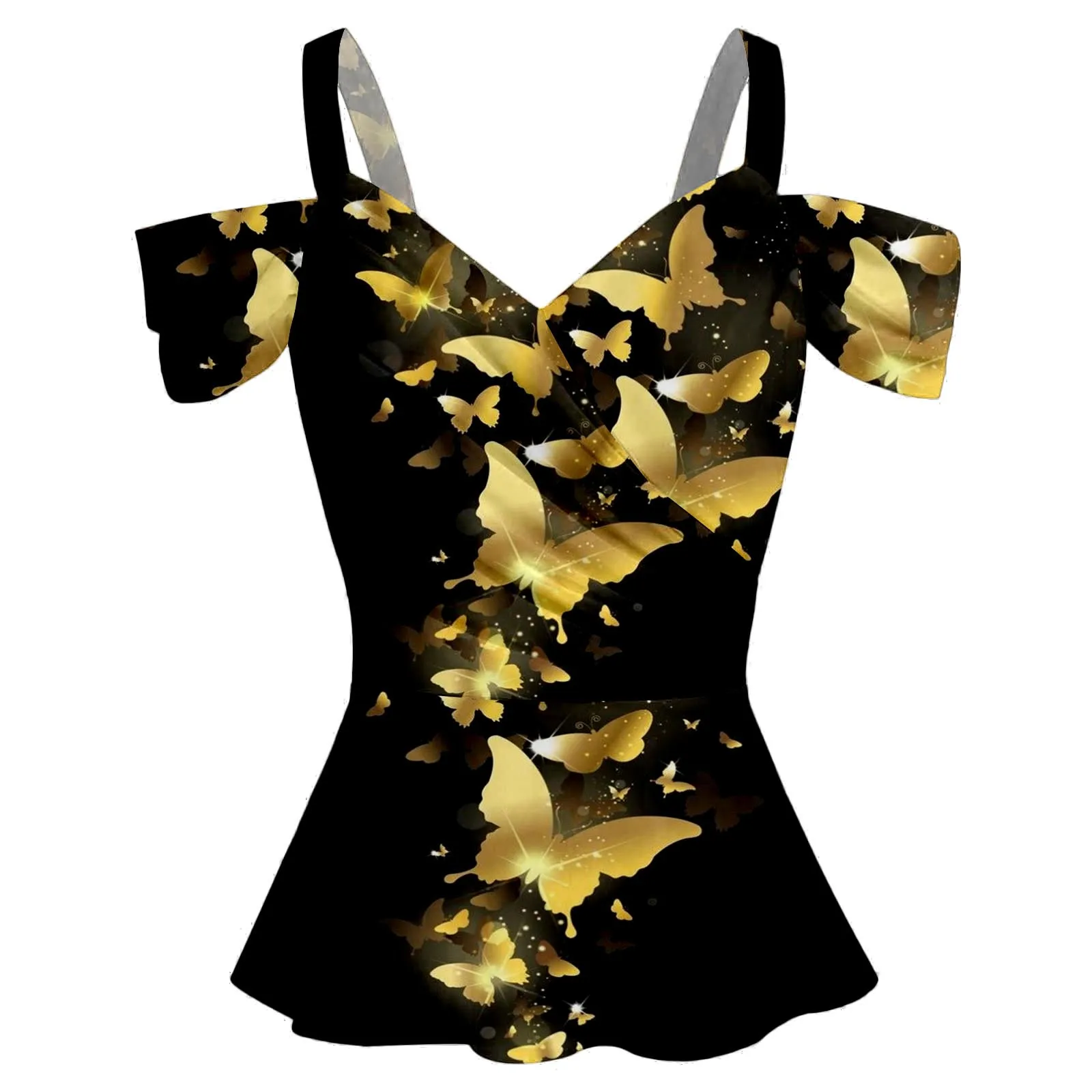 

Женский топ на одно плечо, с V-образным вырезом и градиентным принтом