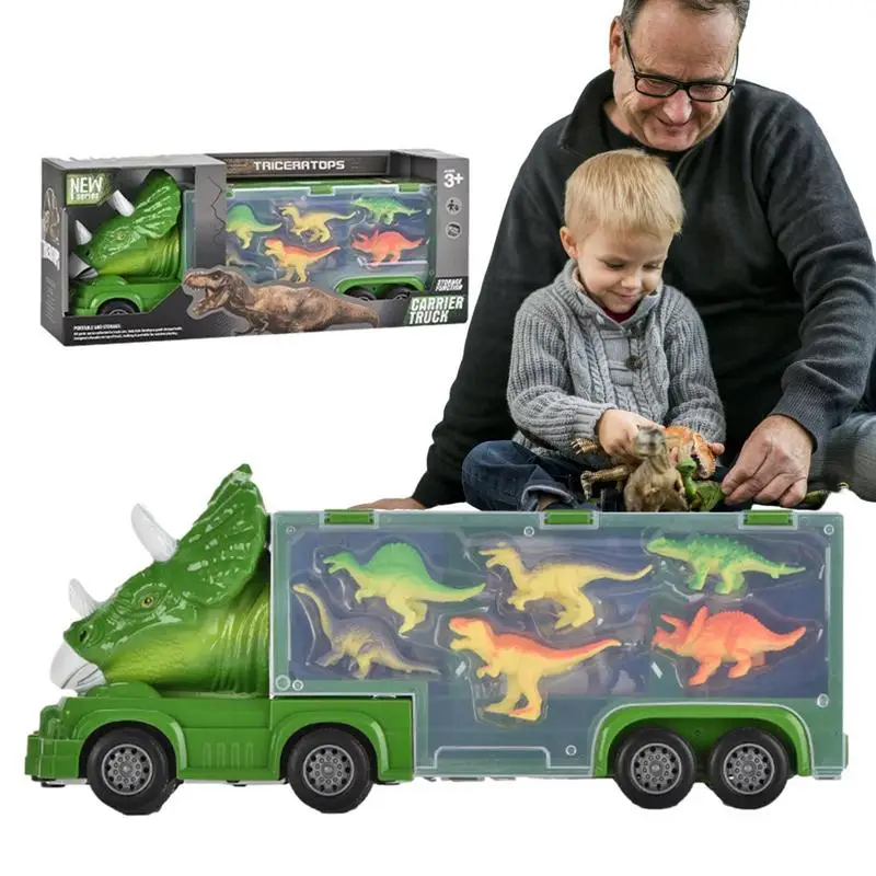 

Грузовик для перевозки динозавров для детей, игрушечный набор динозавров, фрикционные автомобили, робот, искусственные автомобили, милый динозавр