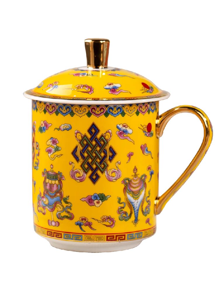 

Jingdezhen Tea Cup Enamel Eight Treasures Tea Cup High Grade Bone China Office Cup Gentleman Gift Cup