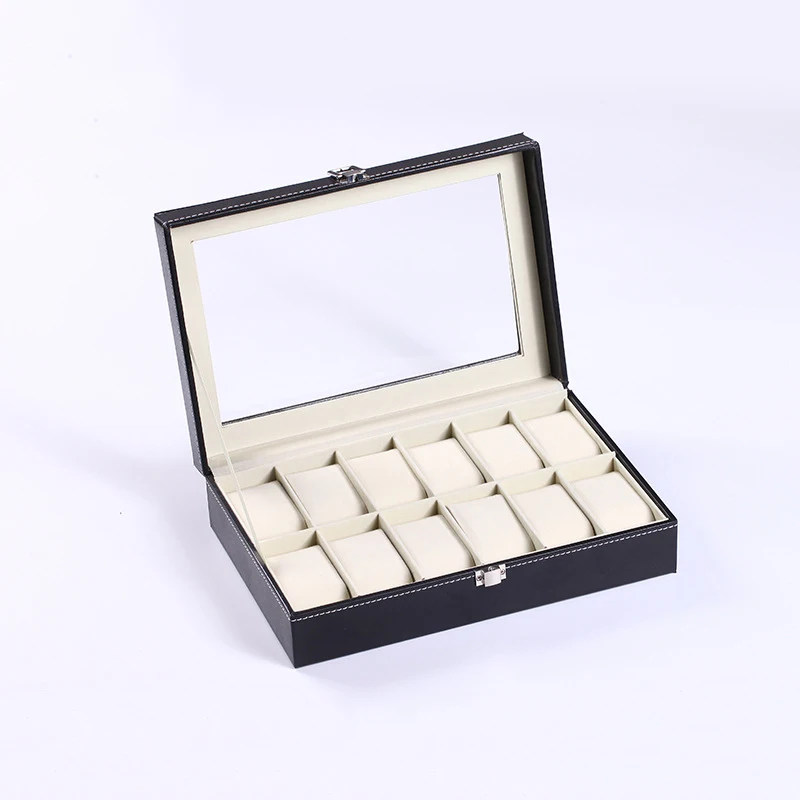 Luxury Pu Watch Box Organizer 20 Slots Watch Boxes Storage Box Leather Black Glasses Jewelry Case Pillows Display Cabinet Gift