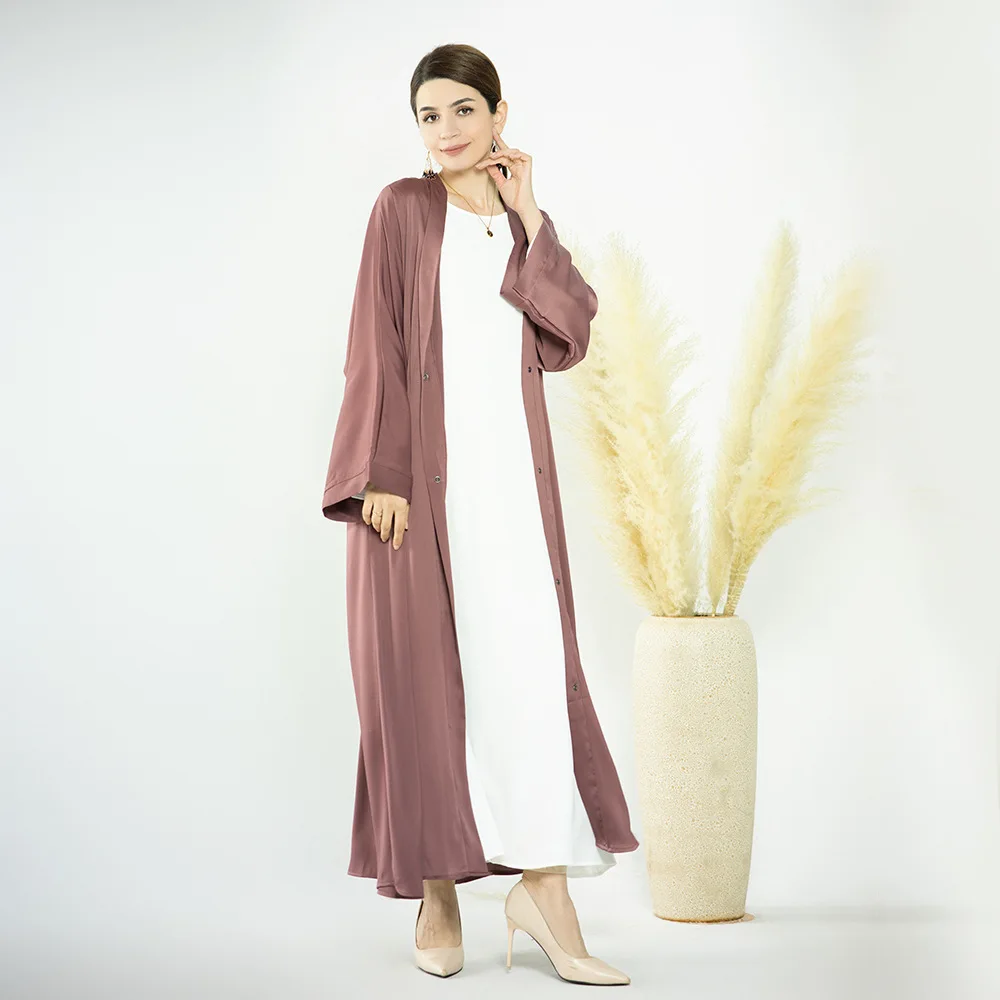 2023 Middle East Turkey Dubai Solid Color Cardigan Dress Muslim Fashion Robes Abayas for Women Open Abaya Vestidos Largos