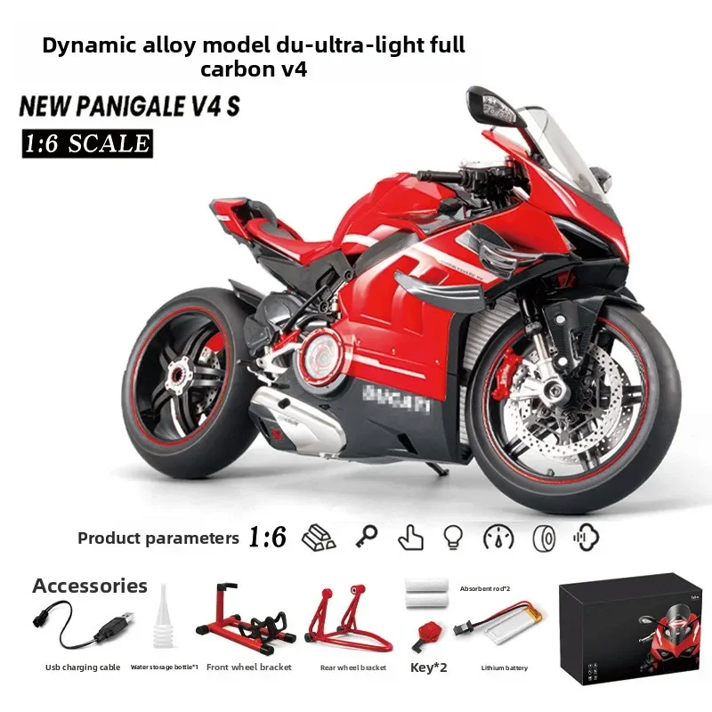 

Литой под давлением спрей 1:6 Ducati V4, коллекция моделей из сплава мотоцикла, миниатюрный орнамент Voiture, подарок бойфренду, домашний декор, игрушечный автомобиль