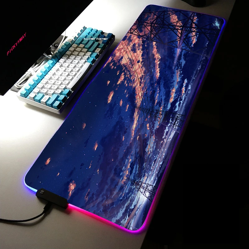 

Anime Scenery RGB Mousepad 900x400x3mm Cloud Gaming Mouse Pad Gamer Mat Computer Desk Padmouse Keyboard Colorful Locrkand Mats