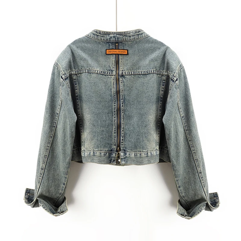 Винтажная синяя джинсовая куртка женская ковбойская верхняя одежда
