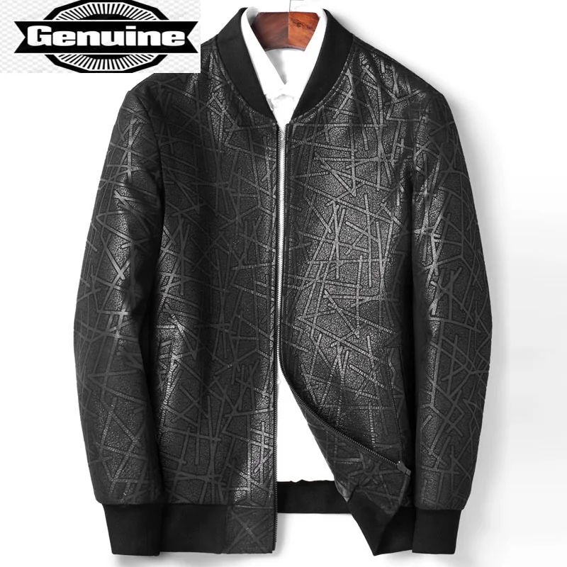 

Autumn 100% Genuine Laether 2023 Jackets Male Sheepskin Coats Spring Fashion Baseball Uniform Jaqueta Masculina Gmm312
