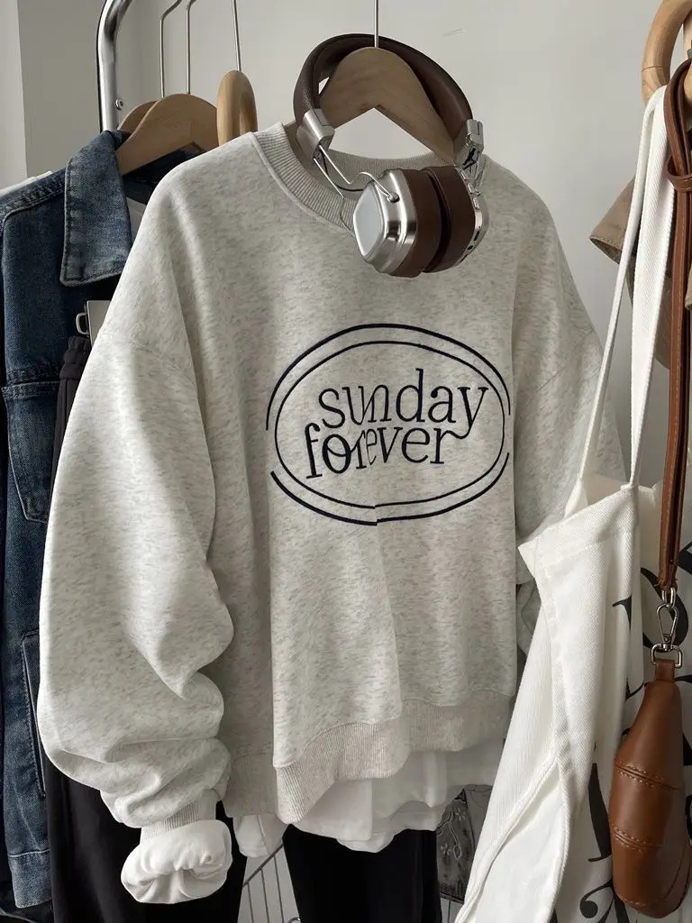 Корейская модная повседневная новая английская буква простая свободная и