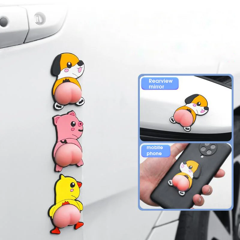 Автомобильные аксессуары KOSOO, 1 набор милых наклеек для автомобиля с изображением героев мультфильмов, наклейки на дверь, противоскользящие наклейки на зеркало с защитой от царапин