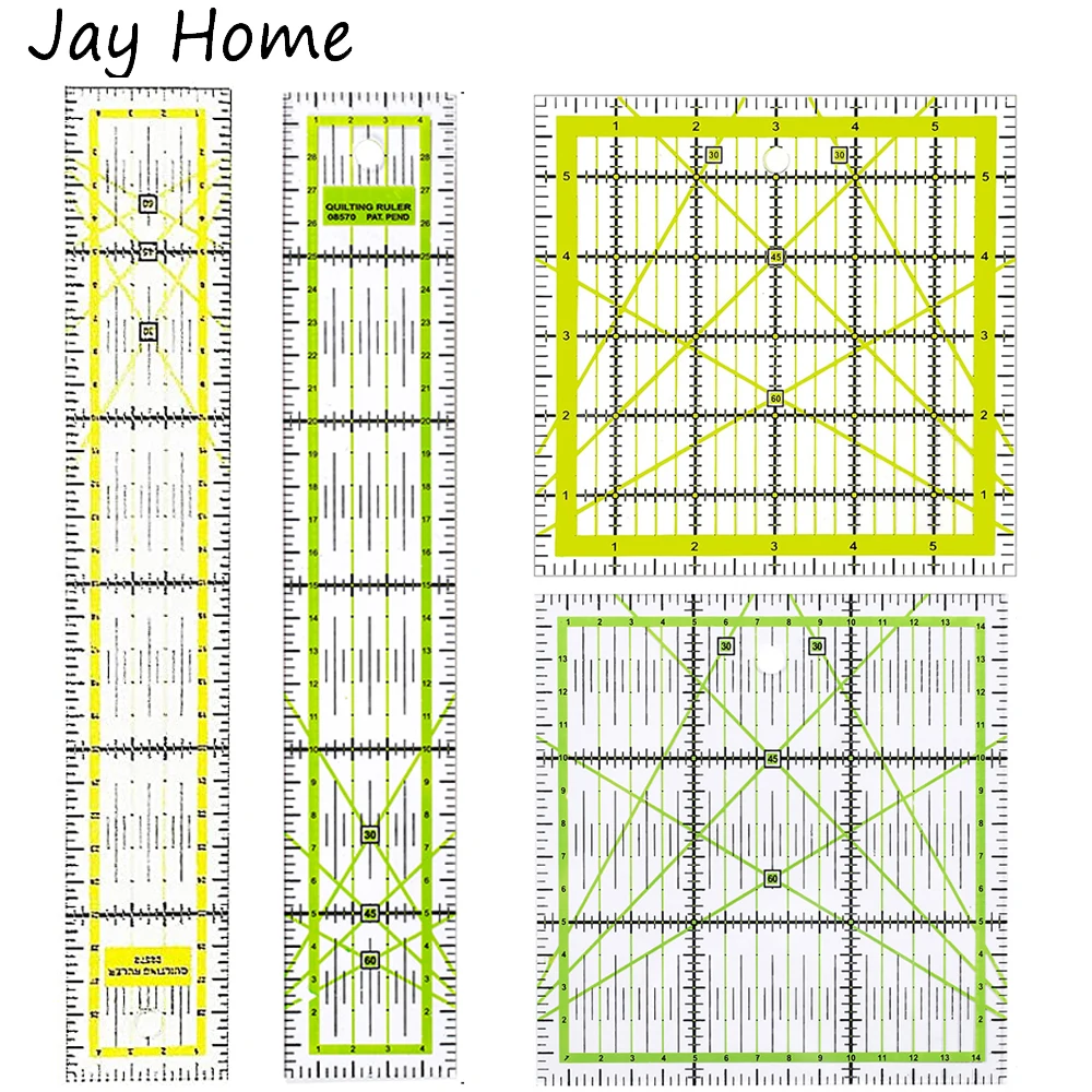 

Acrylic Quilting Ruler Transparent Fabric Cutting Ruler with Double Colored Grid Lines Sewing Ruler for Tailor Patchwork Craft