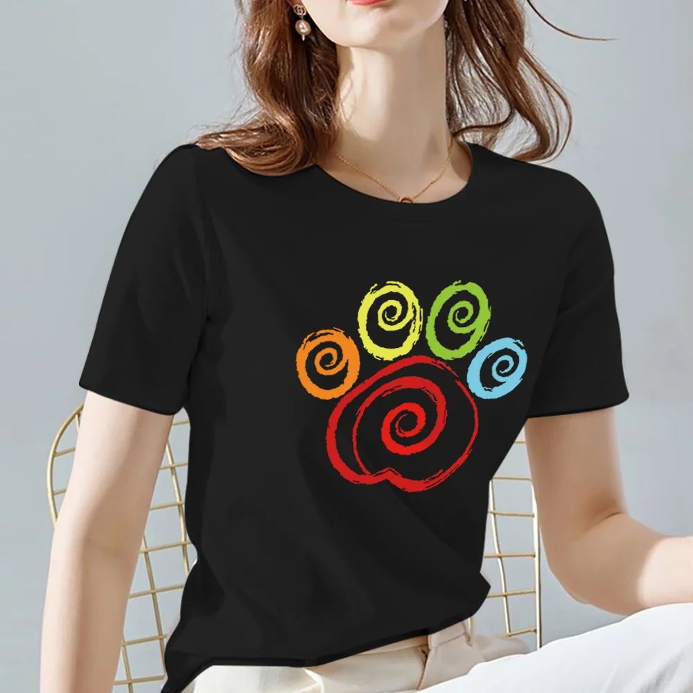 Женская футболка черные классические универсальные Дамские топы модная с