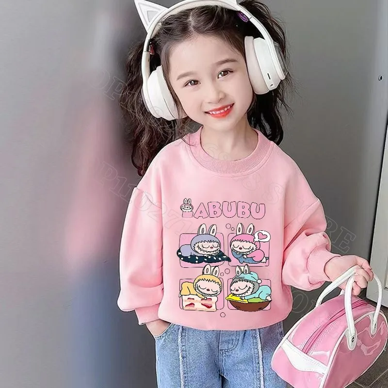 Labubu милые детские толстовки зимняя одежда для мальчиков и девочек теплая модная