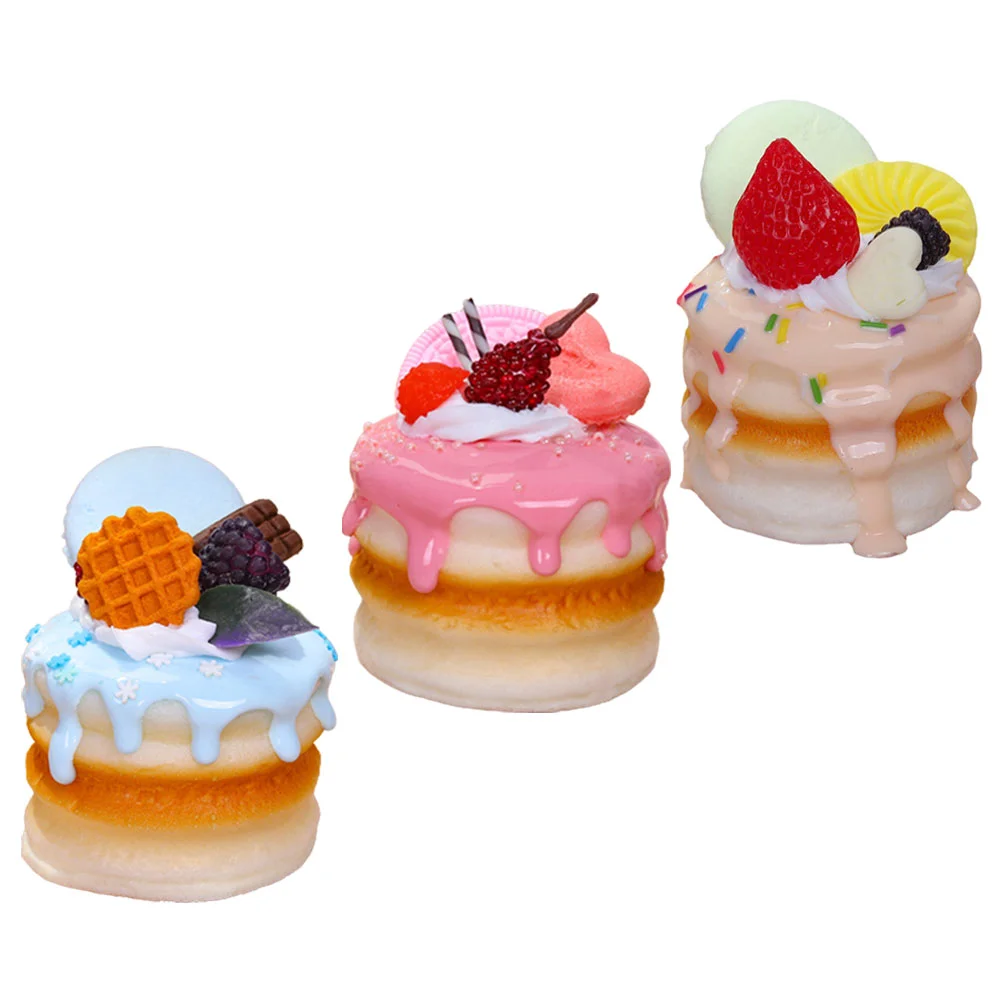 

3 Pcs Candy Props Artificial Food Display Fruitcakes Fake Cake Donut Toys Simulation Cake Model Realistic Food