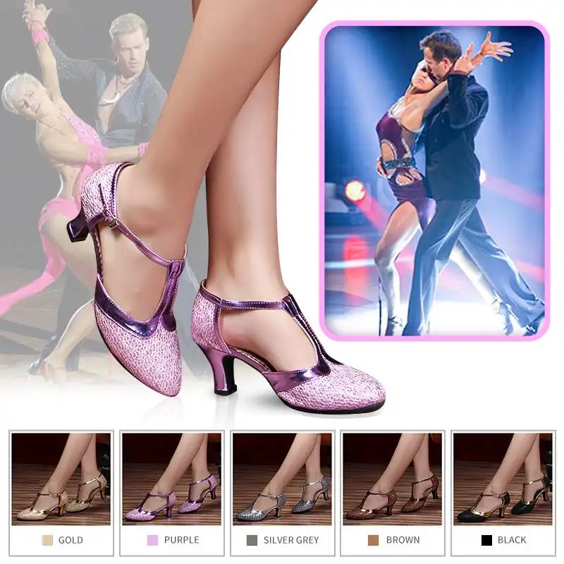 

5.5 CM 2022 New Women Dancing Shoes Ballroom Dance Shoes Ladies Latin High Heels Party Shoes Size 36-42 Comfortable Sandal Shoes