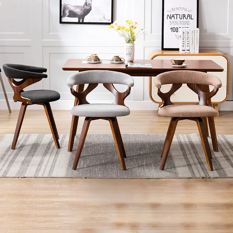 

360 Degree Rotation Chair Kitchen Dining Chairs Living Room Bedroom Nordic Modern Solid Wood Chair with Fabric Cushion Seat