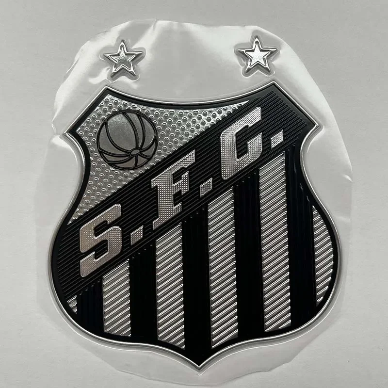 

Top Quality Football Team Logo Badges Santos TPU Material Silver/Black Logo 3D Iron on Soccer Team Logo Patches 8.5*9.5cm