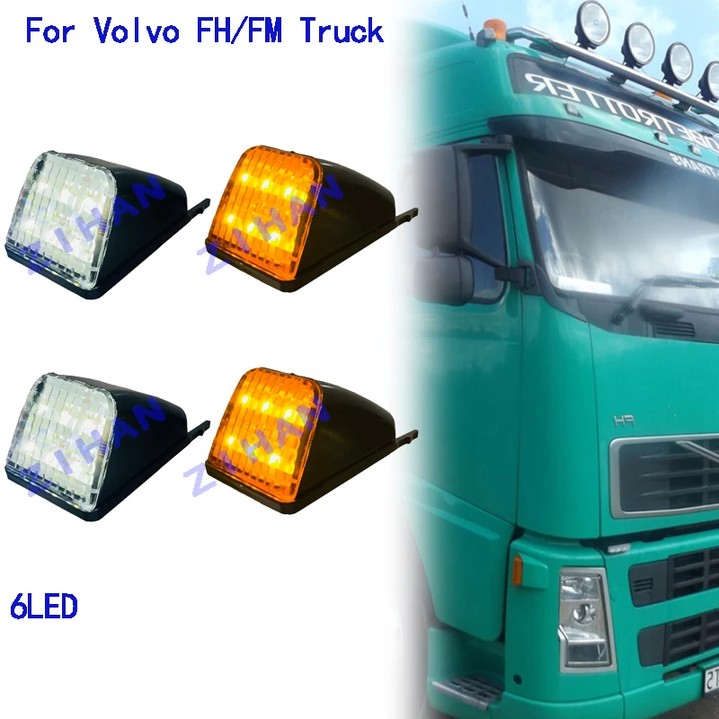 

2 x 24V White LED Cab Roof Marker Lights For Volvo Truck FH FM NH FH12 FH16 FM9 OEM 20398824 20425484