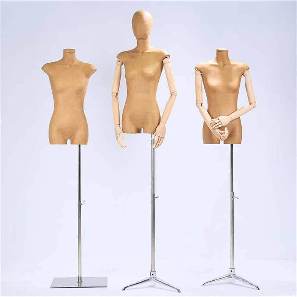 

12style Full Female Cloth Art Mannequin For Kraft Paper Flat Chest Sewing Body Dress Jewelry Display Can Adjustable No Hand E176