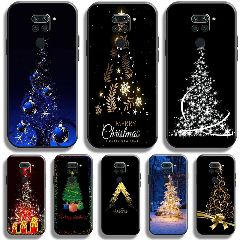 

Merry Christmas Tree Deer For Xiaomi Redmi Note 9 9 Pro 9T 5G Phone Case Back Soft Black Carcasa Liquid Silicon Silicone Cover