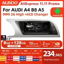 Android 12 8+128GB CarPlay For Audi A4 B8 A5 2008 2009 2010 MMI 2G High CD Changer Car Multimedia Player Stereo GPS Navi Screen