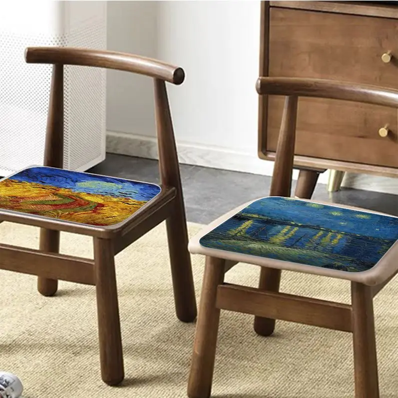 

Van Gogh Art Art Seat Cushion Office Dining Stool Pad Sponge Sofa Mat Non-Slip Seat Mat