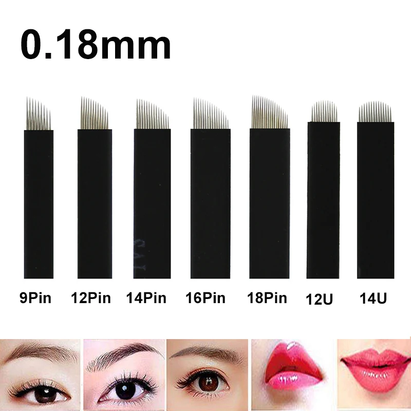 

100pcs Extremely Thin 0.18mm Nano blades microblading needles Permanent Makeup Eyebrow Tattoo Needle Blade Microblade Embroidery