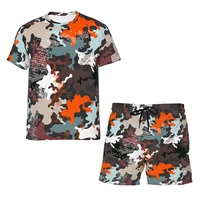 spring summer camouflage t shirts and shorts menwomen daily casual fashion 3d pringted outfits personality t shirtshortssuit