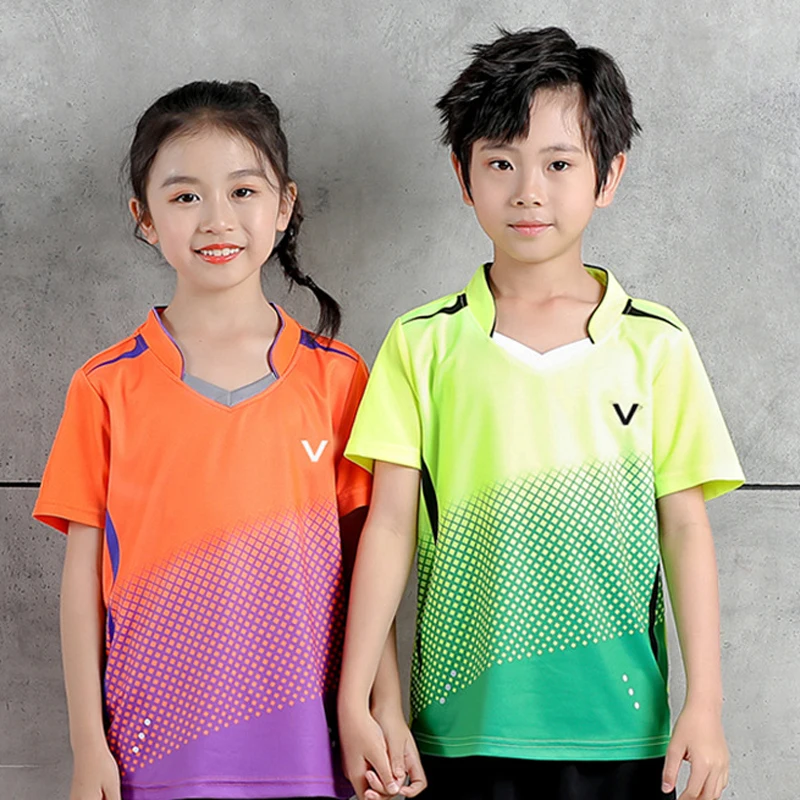 

Children‘s Badminton Clothing Boys And Girls Table Tennis Clothing Short-sleeved Training Group T-shirt With Printing