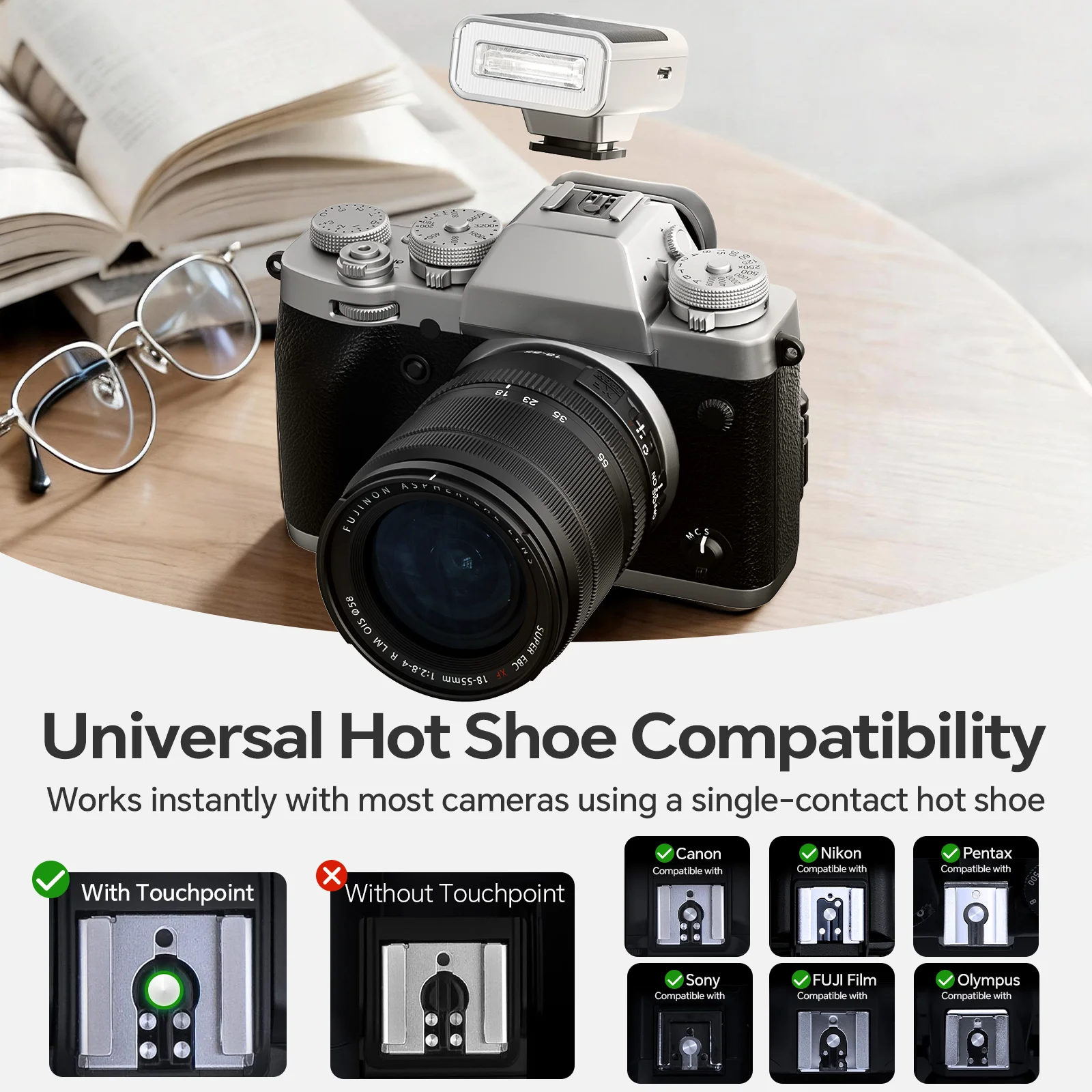 Фото Фотовспышка PHOTOOLEX G02 Mini: карманная вспышка с беспроводным триггером для Sony, Canon, Nikon, Fuji, Fujifilm, Olympus №5